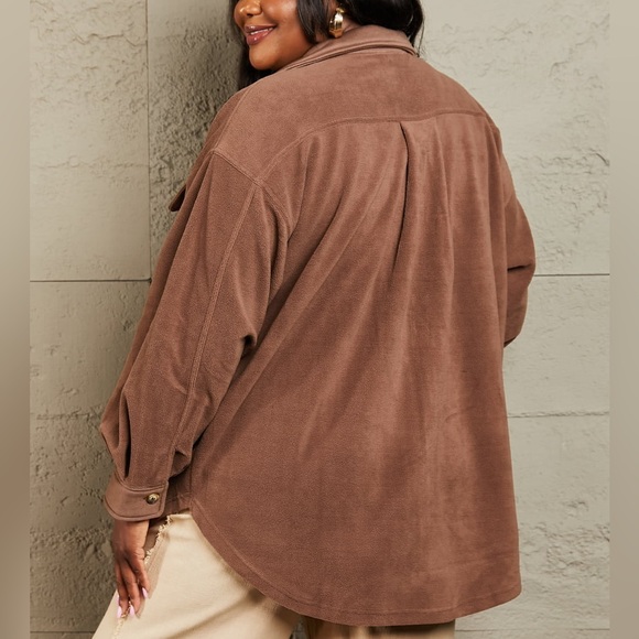 NEW Heimish Cozy Girl Plus Size Button Down Oversized Shacket Shirt Jacket - Picture 5 of 5